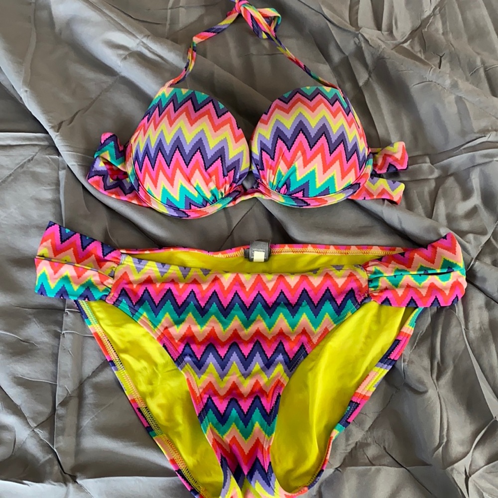 Aerie multi colored double strap bikini
